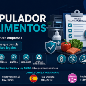 Curso online de manipulador de alimentos para empresas con formación en alérgenos, listeria, acrilamida y gestión de residuos Ley 1/2025